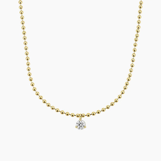 Lab Diamond Solitaire Bead Chain Pendant (0.40 ct. tw.) in 14K Gold