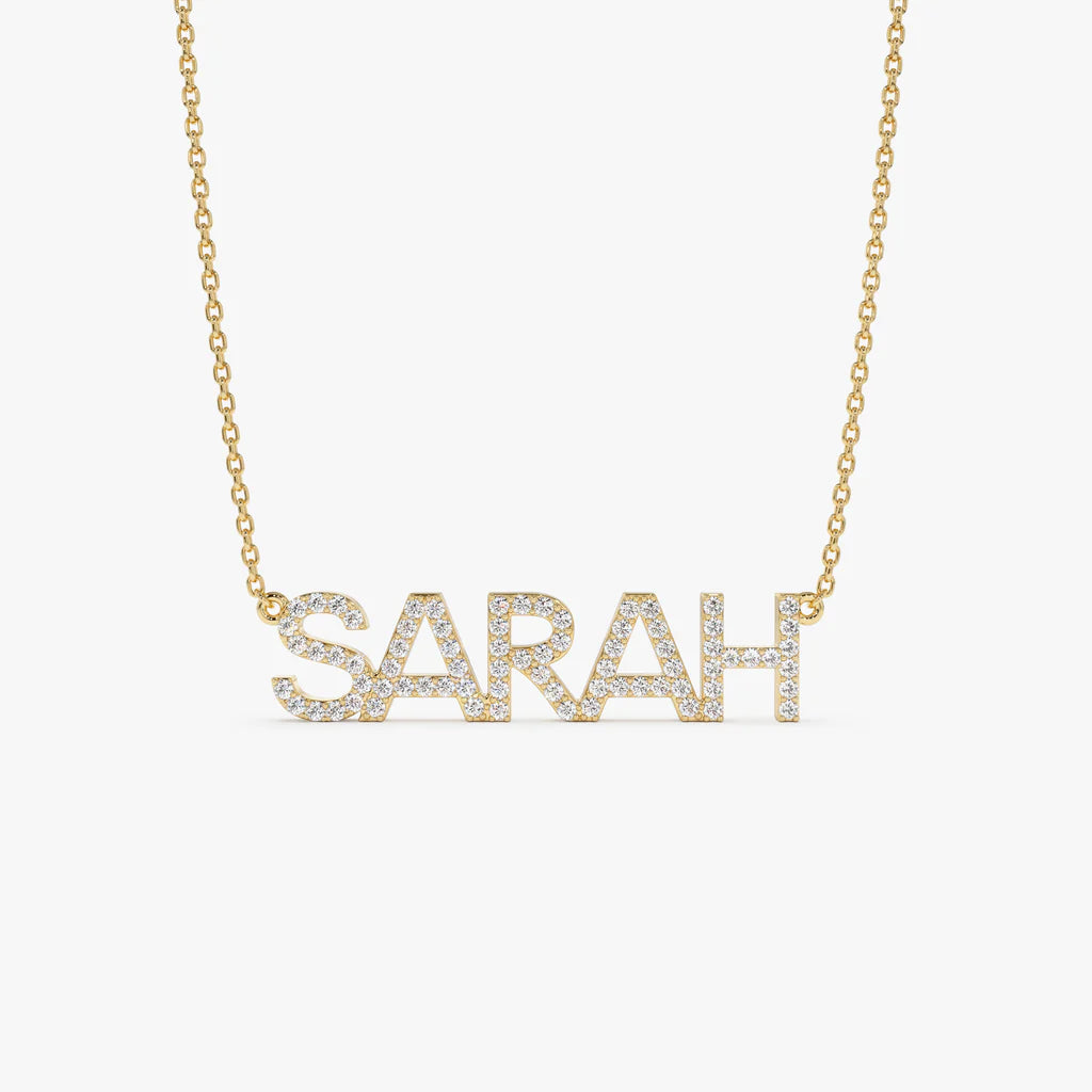 14K Dainty Layering Diamond Name Necklace