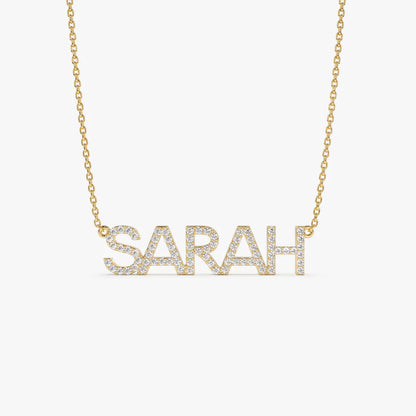 14K Dainty Layering Diamond Name Necklace