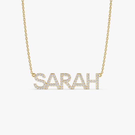 14K Dainty Layering Diamond Name Necklace