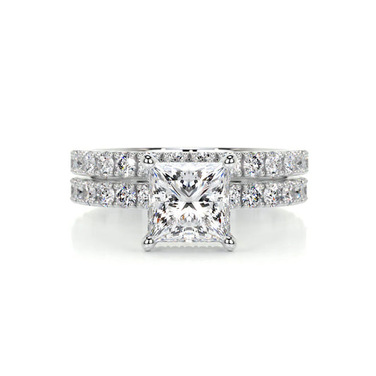 1 CT PRINCESS HIDDEN HALO  F/VS DIAMOND BRIDAL RING SET
