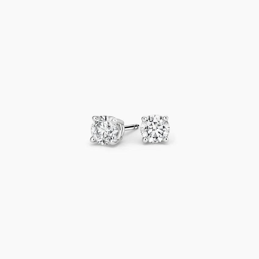 Perfect 4-Prong Lab Diamond Stud Earrings in 18K White Gold