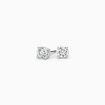 Perfect 4-Prong Lab Diamond Stud Earrings in 18K White Gold