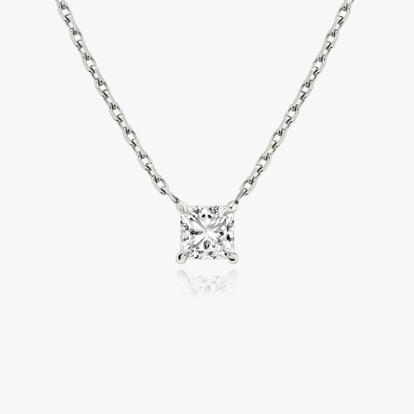 1.0 CT PRINCESS SOLITAIRE CVD F/VS DIAMOND NECKLACE