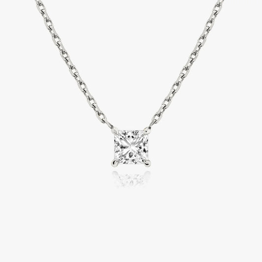 1.0 CT PRINCESS SOLITAIRE CVD F/VS DIAMOND NECKLACE