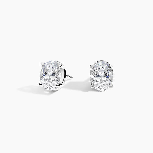Oval Lab Grown Diamond Stud Earrings in 18K White Gold