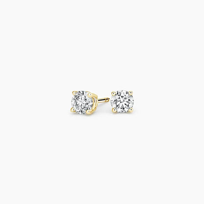 Perfect 4-Prong Lab Diamond Stud Earrings in 18K Yellow Gold