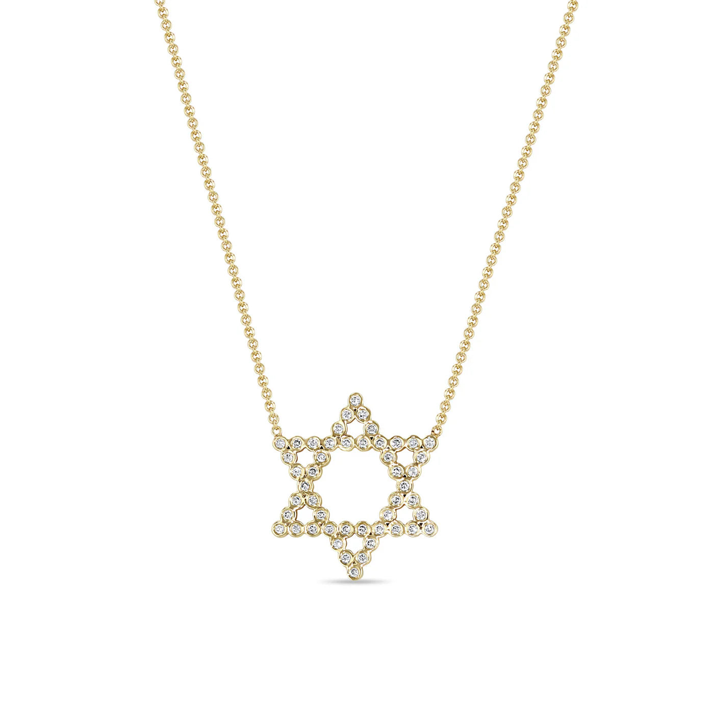 14K DIAMOND BEZEL STAR OF DAVID NECKLACE