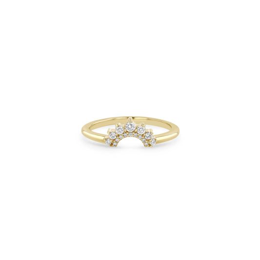 14K GRADUATED PRONG DIAMOND & PAVÉ DIAMOND DOUBLE ARCH RING
