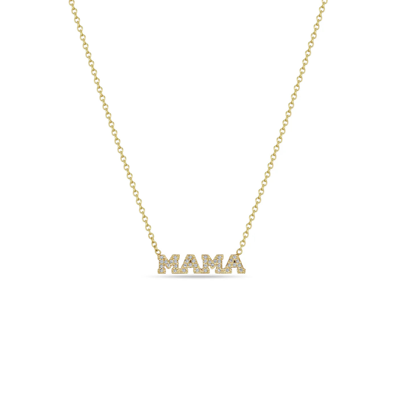 14K ITTY BITTY PAVÉ DIAMOND MAMA NECKLACE