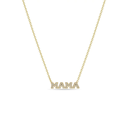 14K ITTY BITTY PAVÉ DIAMOND MAMA NECKLACE