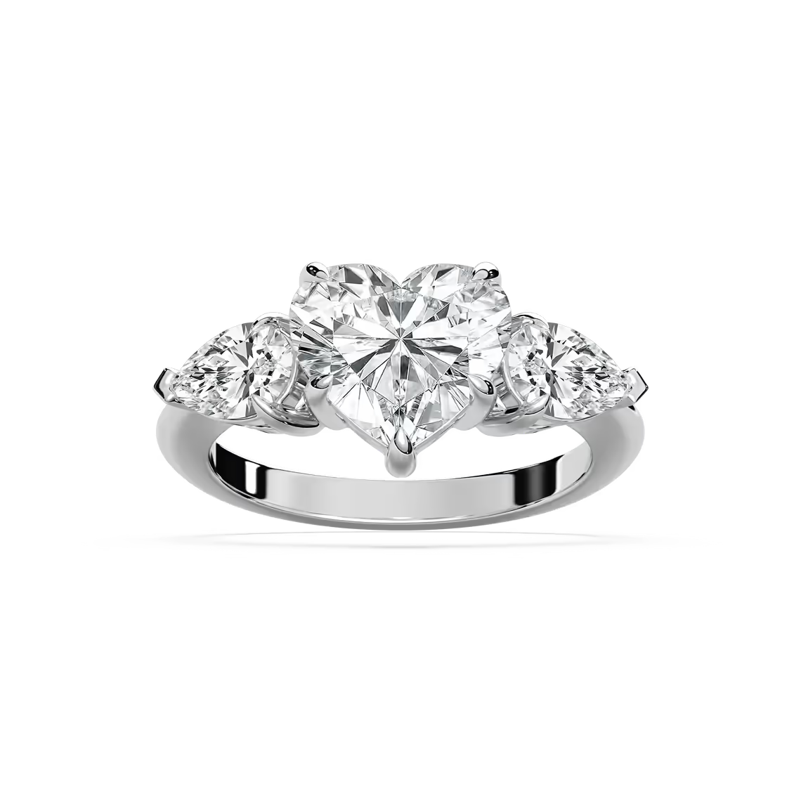 Heart and Pear Three Stone Ring
