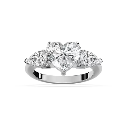 Heart and Pear Three Stone Ring