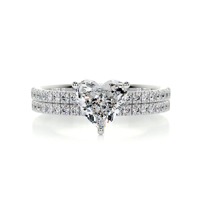 1.0 CT HEART SOLITAIRE F/VS DIAMOND BRIDAL RING SET