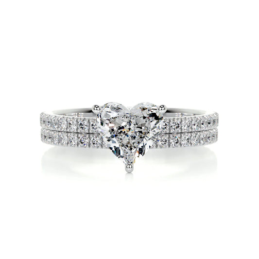 1.0 CT HEART SOLITAIRE F/VS DIAMOND BRIDAL RING SET