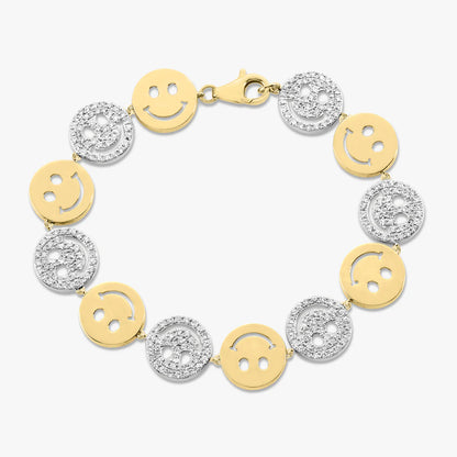 Soha Smiley Pave & Gold Bracelet 2.50 ctw