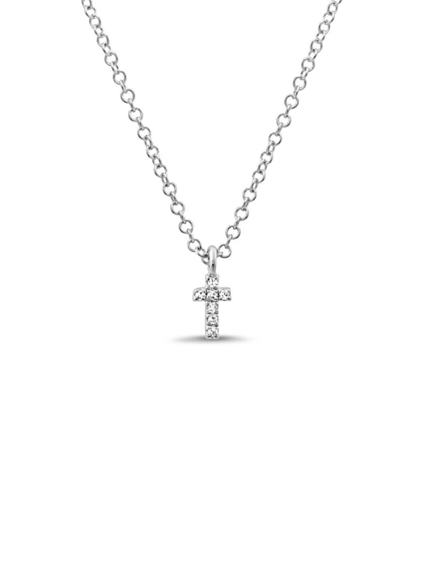 Mini Diamond Cross Necklace 14K