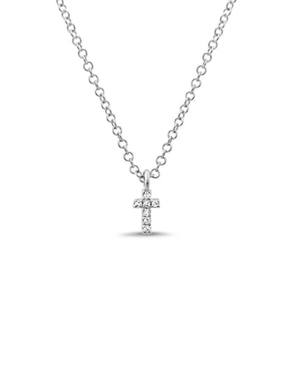 Mini Diamond Cross Necklace 14K