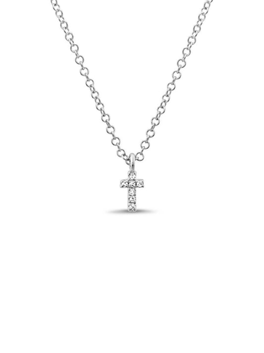 Mini Diamond Cross Necklace 14K