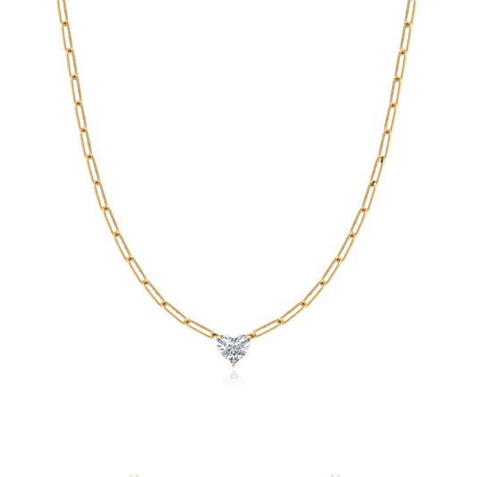 SOLITAIRE DIAMOND PAPERCLIP NECKLACE