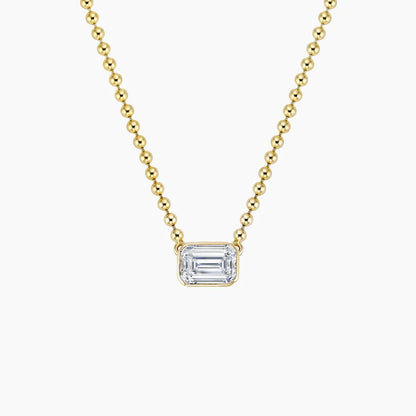 Emerald Cut Lab Diamond Bezel Bead Chain Necklace (3/4 ct. tw.) in 14K Yellow Gold