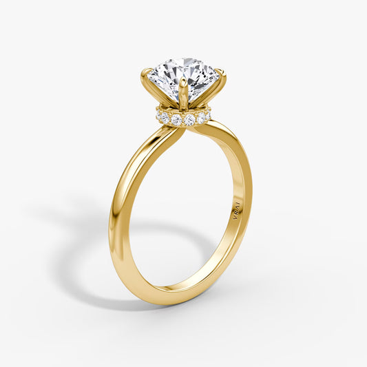 The Veiled Halo 1 Carat Round Brilliant Yellow Gold Engagement Ring