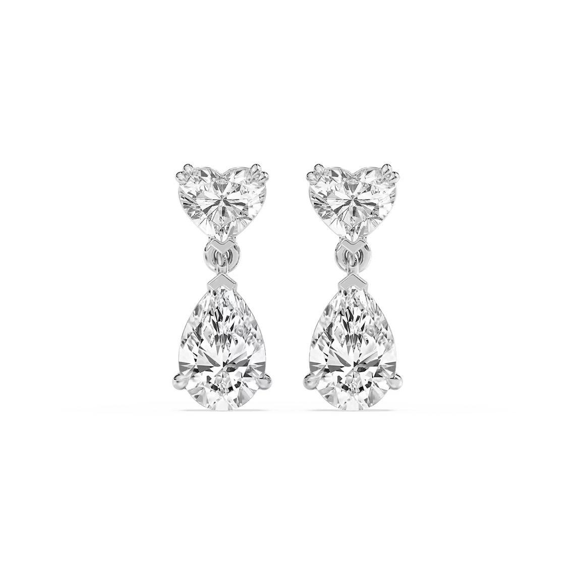 Heart & Pear Drop Diamond Earrings