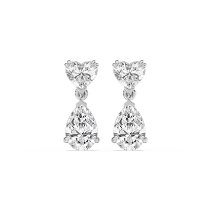Heart & Pear Drop Diamond Earrings