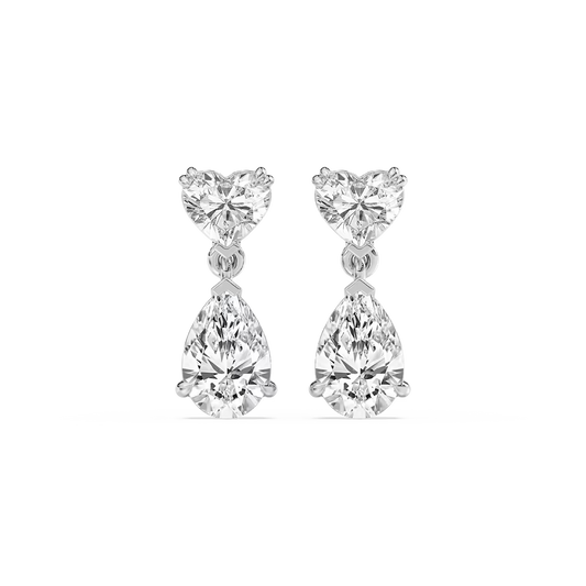 Heart & Pear Drop Diamond Earrings