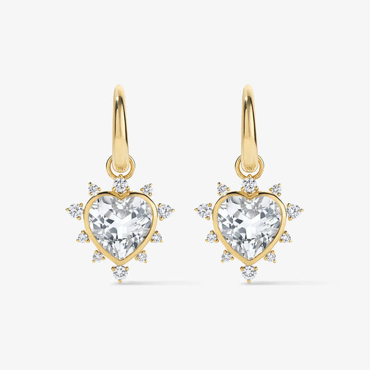 Grace Heart Drop Huggie With Diamond Halo