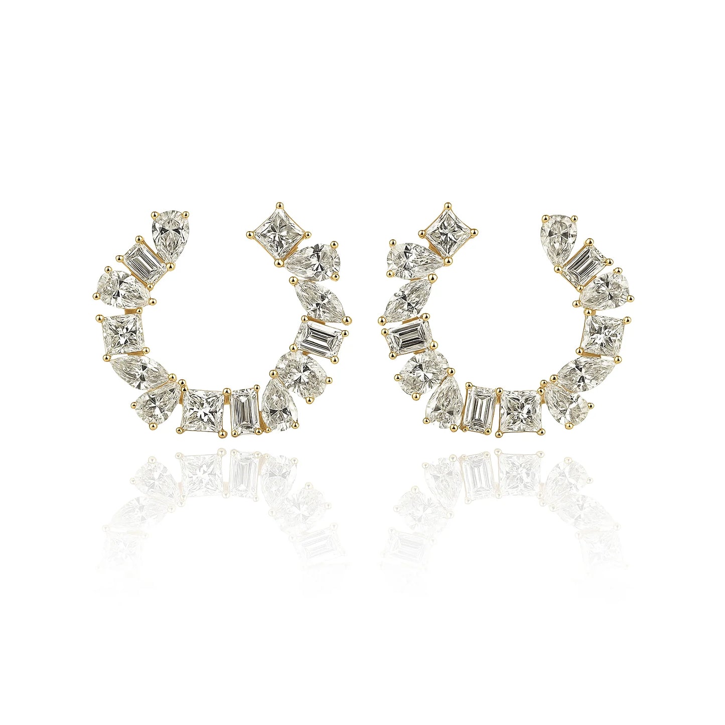 MULTI SHAPE LAB DIAMOND HOOP EARRINGS