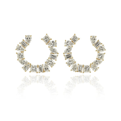 MULTI SHAPE LAB DIAMOND HOOP EARRINGS