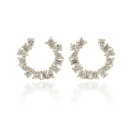 MULTI SHAPE LAB DIAMOND HOOP EARRINGS