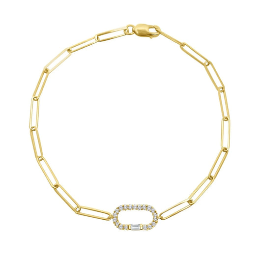Gold & Diamond Paper Clip Bracelet