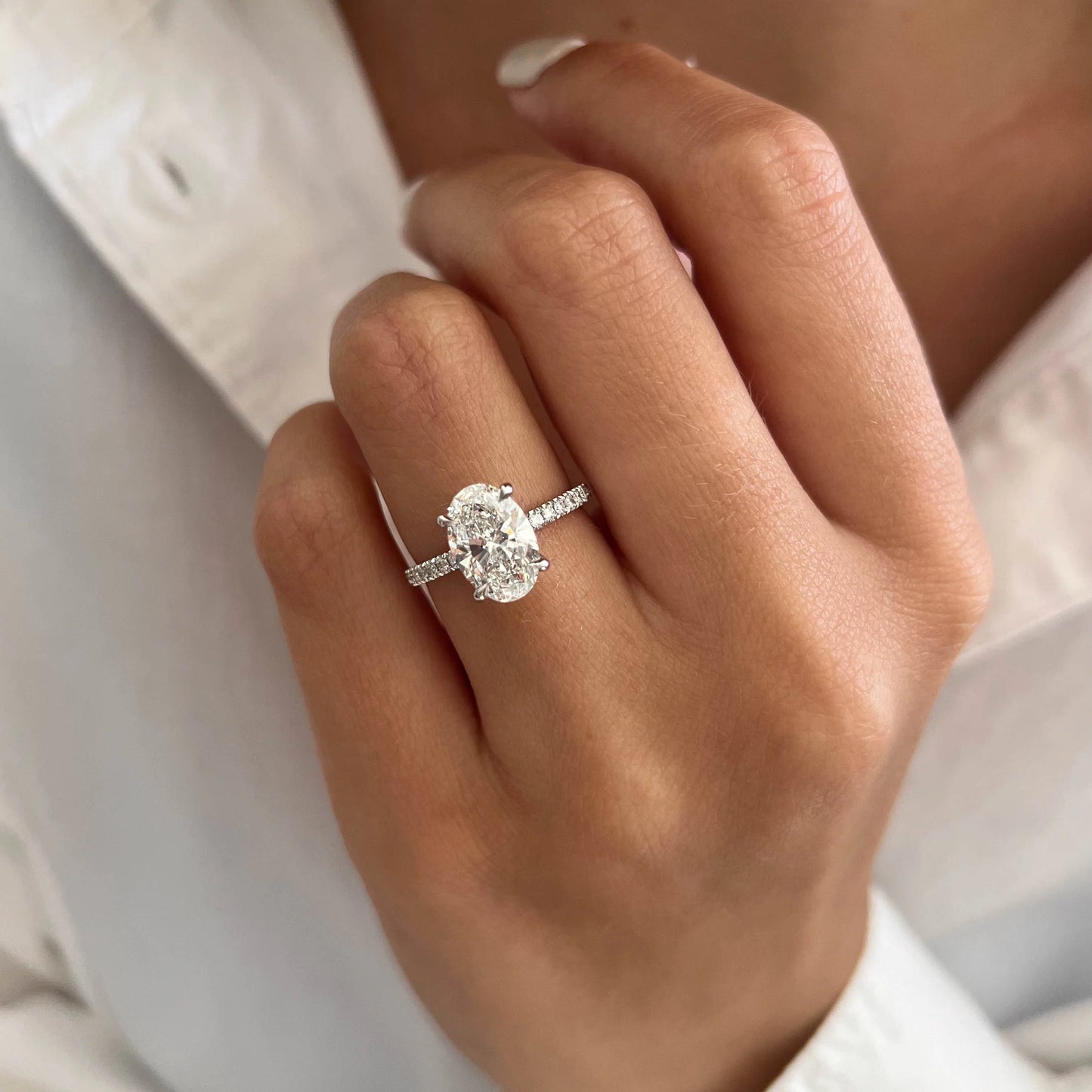 Ada Oval Hidden Halo Engagement Ring