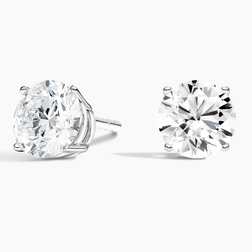 Perfect 4-Prong Lab Diamond Stud Earrings in 18K White Gold