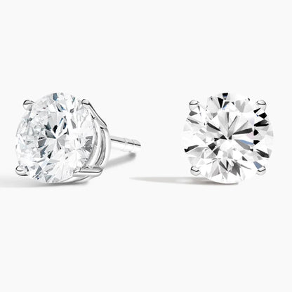 Perfect 4-Prong Lab Diamond Stud Earrings in 18K White Gold