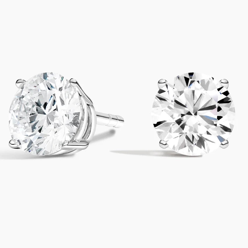 Perfect 4-Prong Lab Diamond Stud Earrings in 18K White Gold