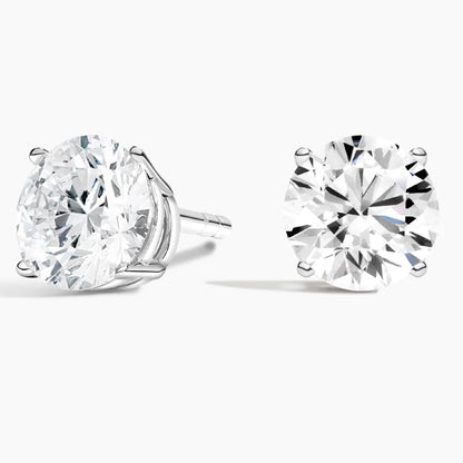 Perfect 4-Prong Lab Diamond Stud Earrings in 18K White Gold