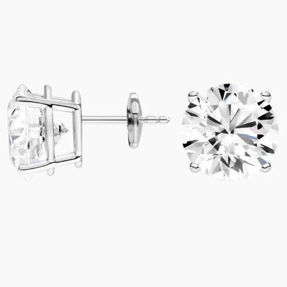 Perfect 4-Prong Lab Diamond Stud Earrings in 18K White Gold