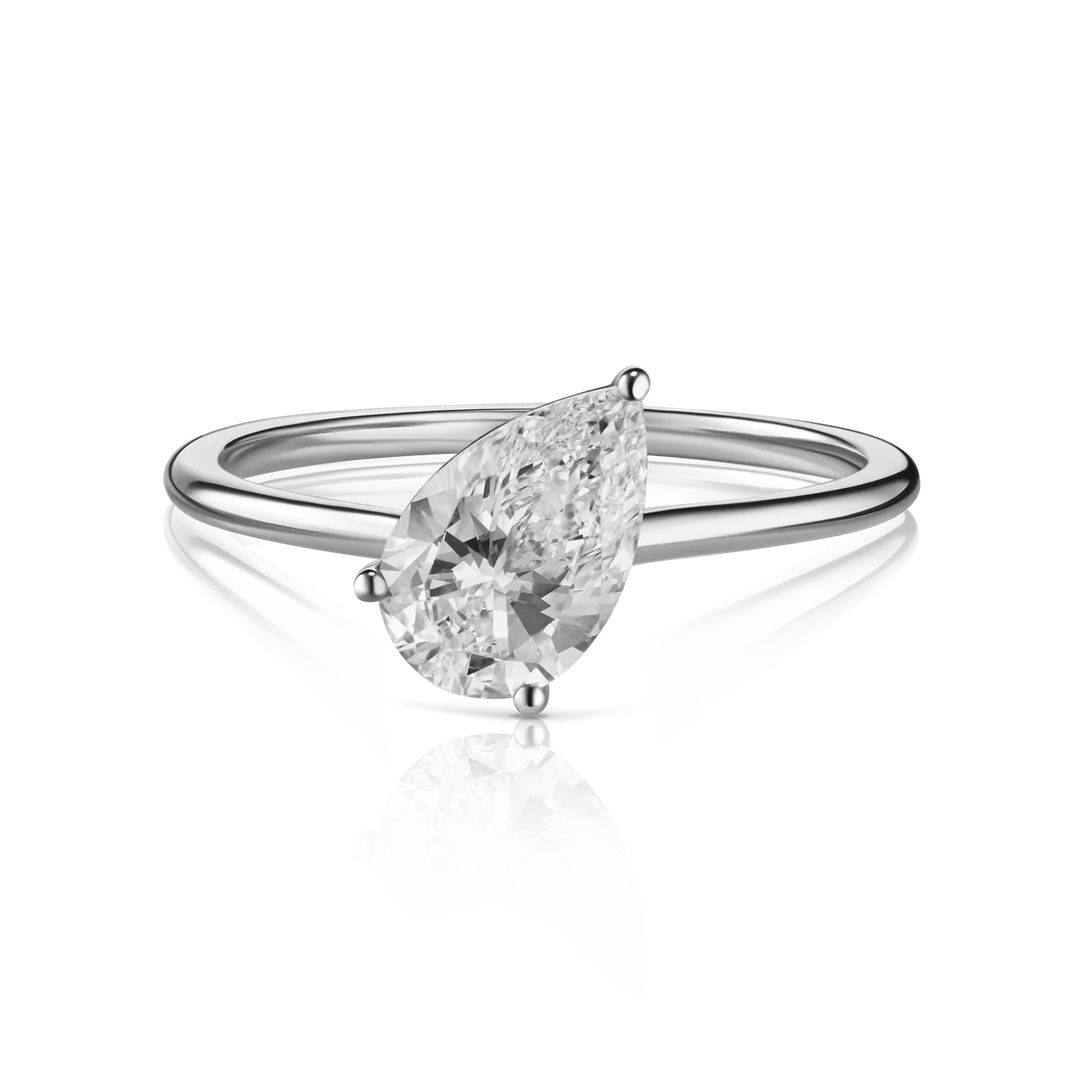 Floating Pear Cut Diamond Ring
