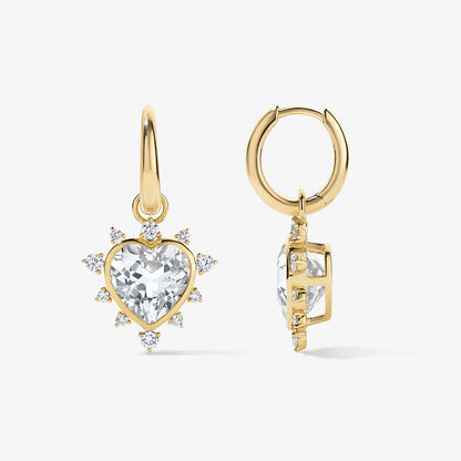 Grace Heart Drop Huggie With Diamond Halo