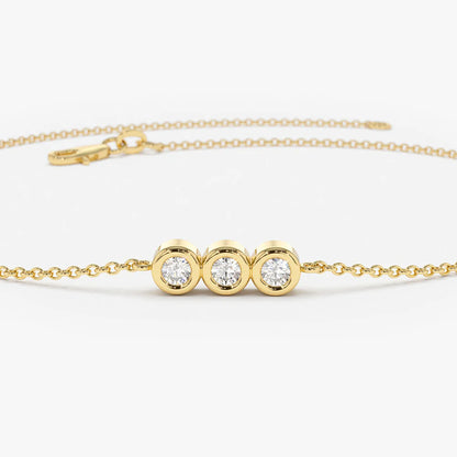 14K Gold Trio Diamond Bracelet with Thin Chain