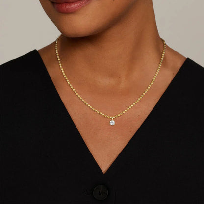 Lab Diamond Solitaire Bead Chain Pendant (0.40 ct. tw.) in 14K Gold
