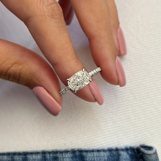 Genesis Elongated Cushion Hidden Halo Engagement Ring