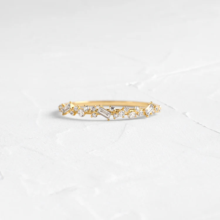 Sprinkle of Sugar Bezel Ring in Baguette Cut Diamond