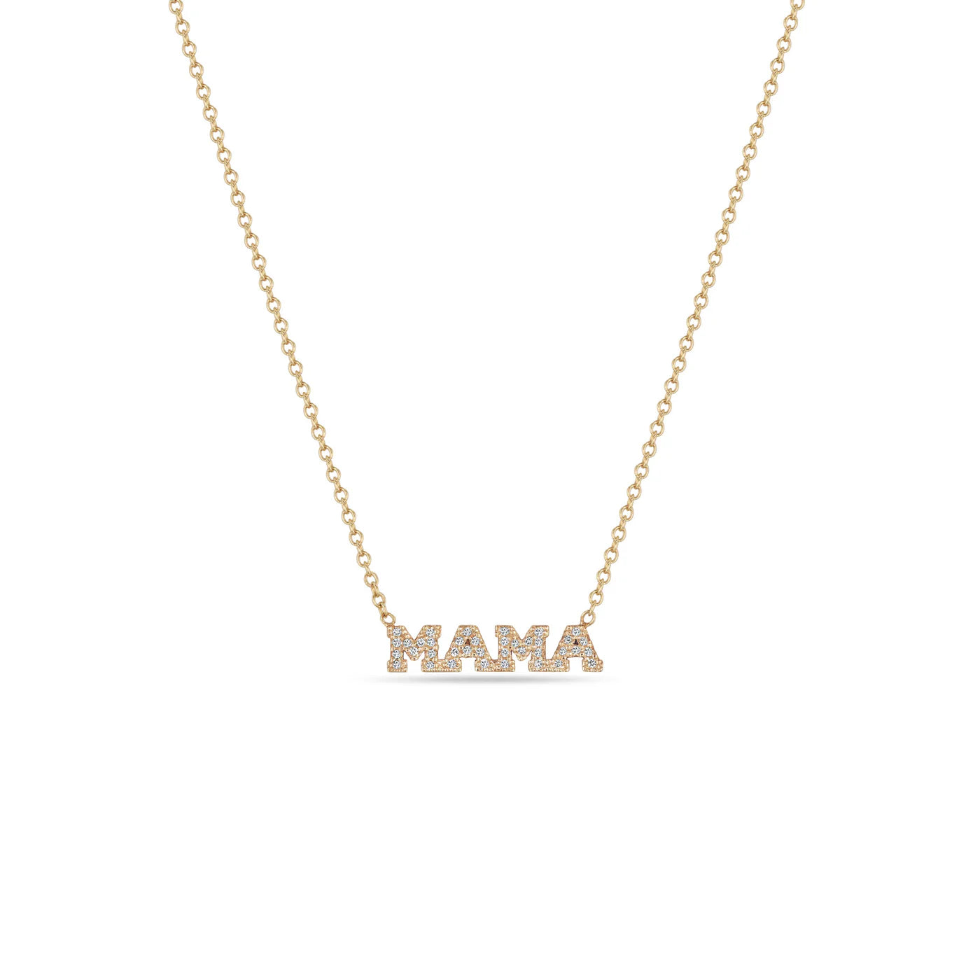 14K ITTY BITTY PAVÉ DIAMOND MAMA NECKLACE