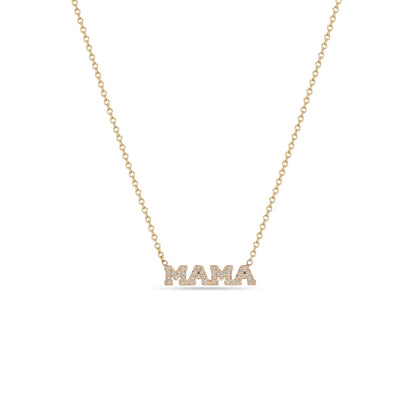 14K ITTY BITTY PAVÉ DIAMOND MAMA NECKLACE