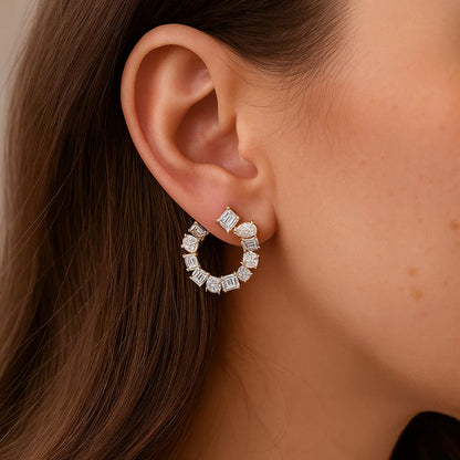 MULTI SHAPE LAB DIAMOND HOOP EARRINGS