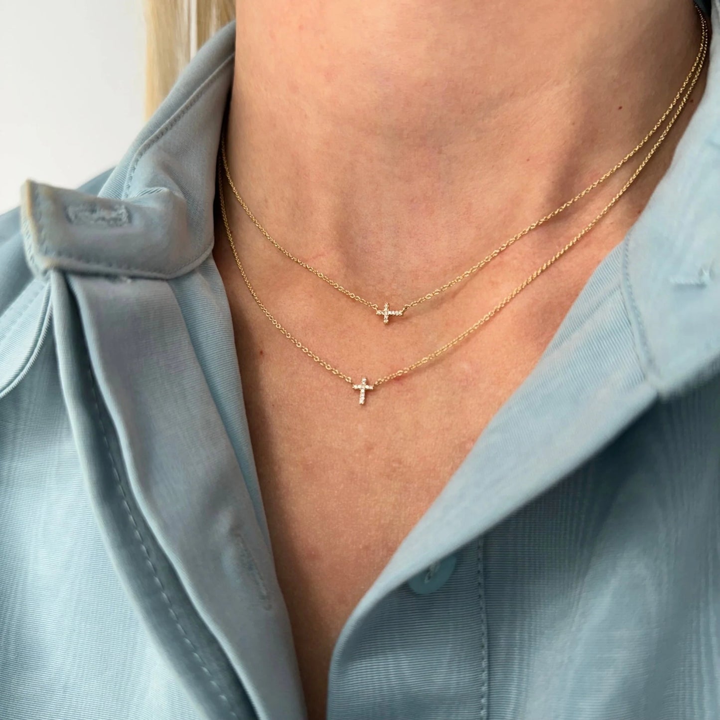 Petite Diamond Cross Necklace